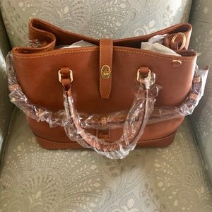 NWT Dooney & Bourke Florentine Leather Perry Satchel in Natural Color